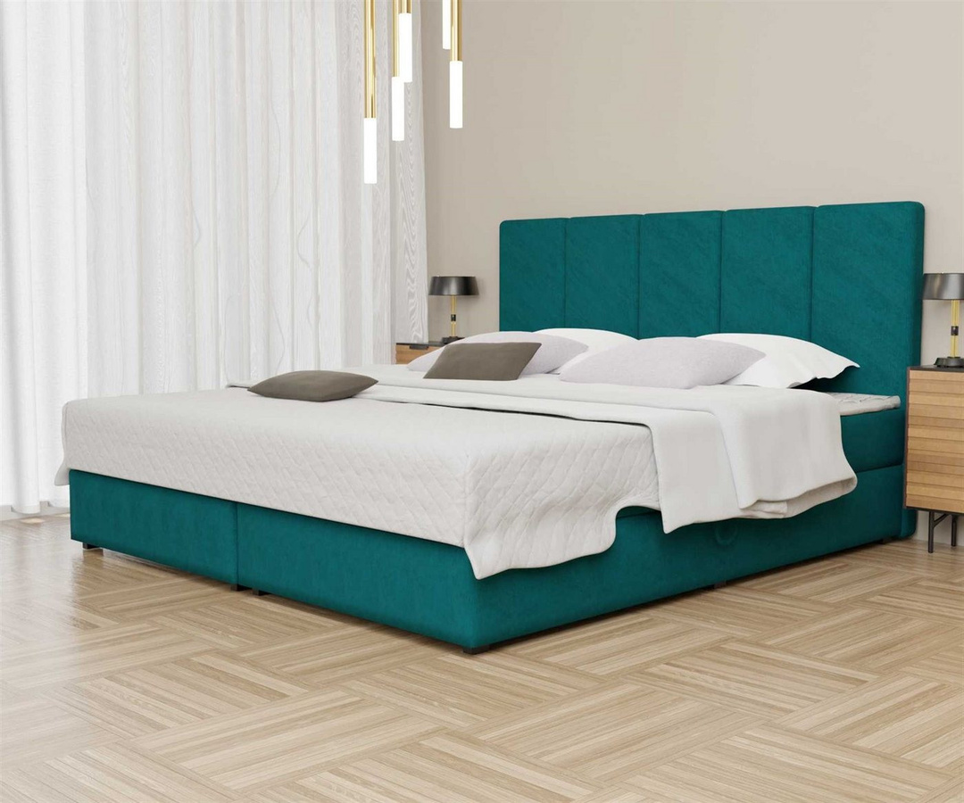 Fun Möbel Boxbett ELICIO Schlafzimmerbett in Stoff Cloud mit gepolstertem Kopfteil, gepolsterten Bettkästen und Kaltschaumtopper inklusive Bettkasten - Bild 1