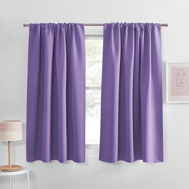 Moderne Verdunkelungsvorhänge von Travel together in Lila, energiesparend und wärmeisoliert, B: 96 cm, H: 114 cm - Bild 1
