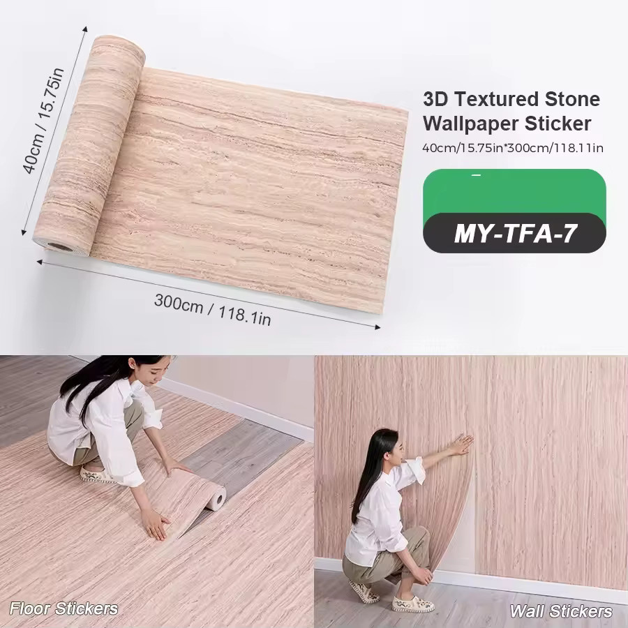 Cheng Mu sweet home Selbstklebende Stein Tapete als dekorativer Wandaufkleber für Schlafzimmer und Wohnzimmer, 2,2 m - Bild 2