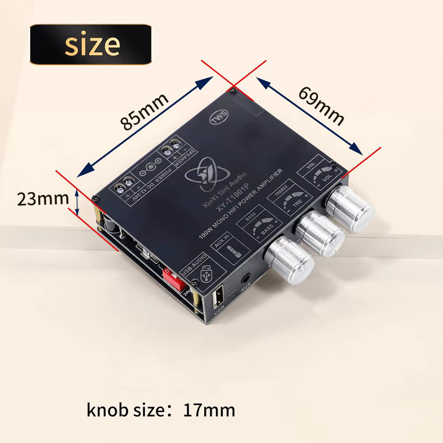 Gaqqee XY-T1001P TWS Bluetooth Digitaler Audio-Verstärker Mono 100W TPA3116D2 Soundverstärker AMP-Modul mit App-Steuerung in Schwarz - Bild 2