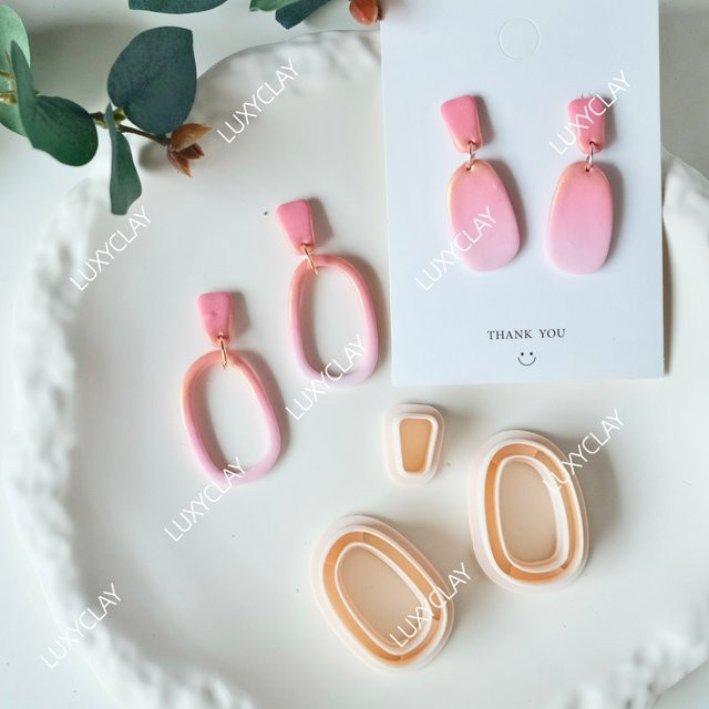 3 Stück Geometrische Ovale Ausstechformen aus Kunststoff für Polymer Clay und Schmuckherstellung - Bild 1