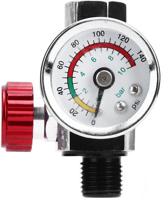 KONNWEI Luftdruckregler G1 4 140psi Einstellventil für Airbrush in Grau und Silber - Bild 1