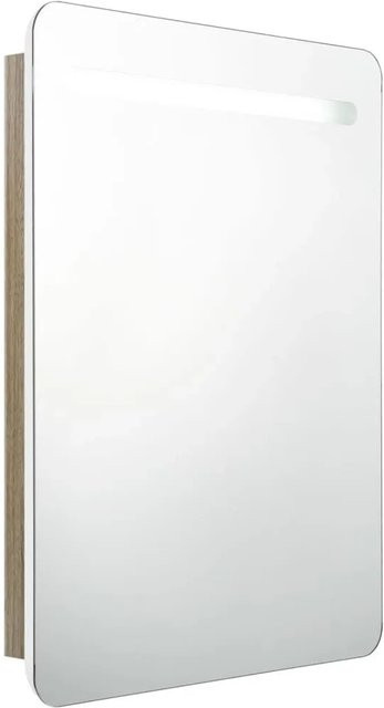 vidaXL LED-Bad-Spiegelschrank in Weiß und Eichen-Optik mit integrierter Beleuchtung und Soft-Close-Türen, B/T/H: 60 x 11 x 80 cm - Bild 1