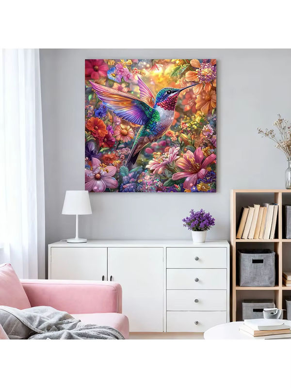 HUACAN Diamant-Mosaik Set Kolibri und Blumen in Mehrfarbig als Wanddekoration für Erwachsene - Bild 5