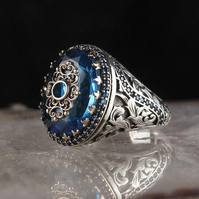 YIRAN Jewelry Siegelring, Messing, Silber, Onyx, Unisex, Vintage - Bild 1