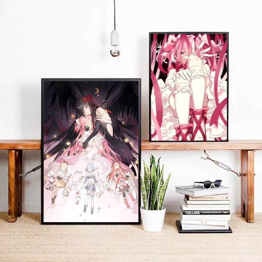 Selbstklebender Manga-Papierposter Puella Magi Madoka Magica in Pink und Multicolour, Wandkunst für dein Zuhause, B/H: 15 x 15 cm - Bild 4
