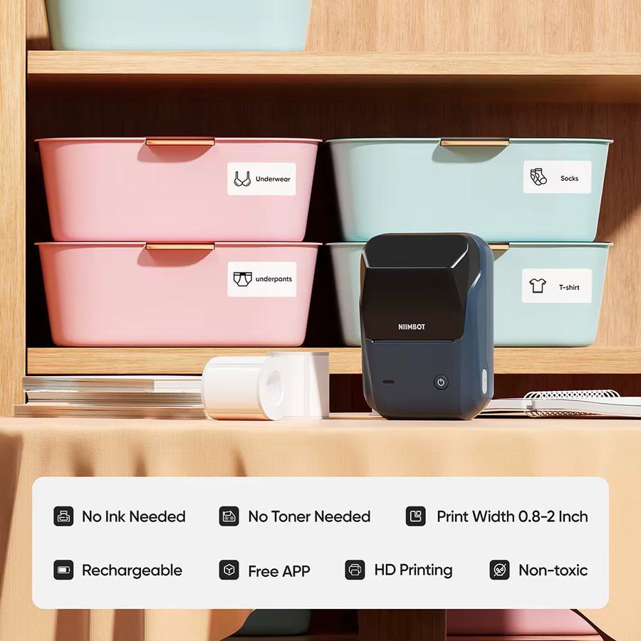 Niimbot B1 Tragbarer Bluetooth Etikettendrucker für Thermodruck mit selbstklebenden Etiketten für Büro und Zuhause - Bild 3