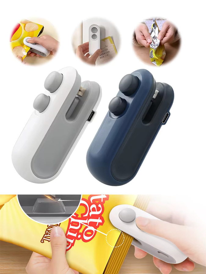 Cooskr Mini Heat Bag Sealer Wiederaufladbarer Versiegelungsautomat für Lebensmittelverpackungen in Blau und Weiß - Bild 5