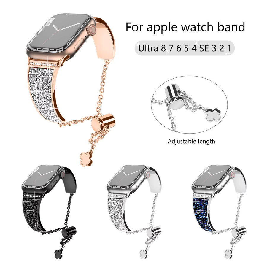 JBAILI Uhrenarmband Edelstahl, Diamant, Kristall, Unisex - Bild 2