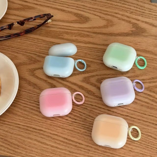 Matt-Schutzhülle mit Macarons-Fünf-Farben-Muster und Ring für Apple AirPods 1 2 3 4 Pro Pro2 Pro3 in Multicolour und Rot - Bild 1