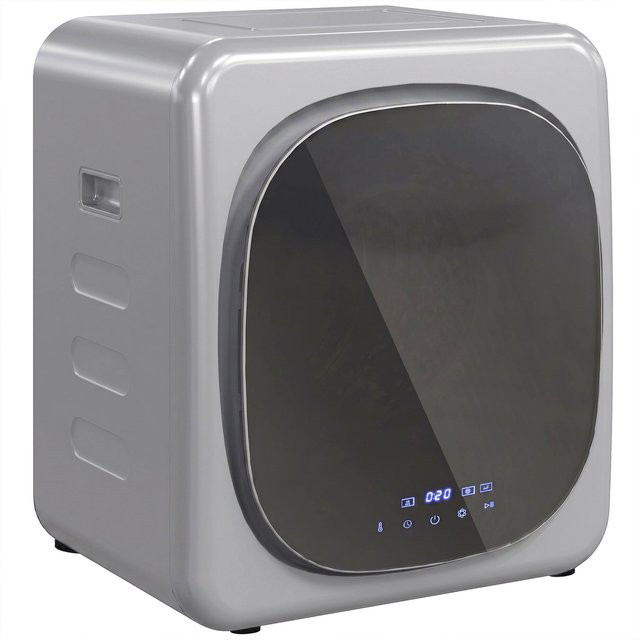 HOMCOM Mini Wäschetrockner Silber, Ablufttrockner mit 6 Programmen, 4 kg Kapazität, 800W, LED-Touchscreen, freistehend oder wandmontierbar - Bild 1