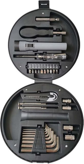 AUAU 29-teiliges Haushaltswerkzeug-Set in Schwarz mit Schraubendrehern, Bits, Sechskantschlüsseln und Steckschlüsseln inklusive Tragbarer Werkzeugbox - Bild 1