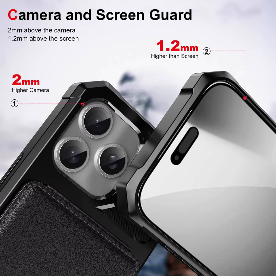 WeFor Brieftaschenhülle für iPhone 17 Pro Max, iPhone 17 Air, iPhone 17 Pro und iPhone 17 mit Kartenfächern, Magnetverschluss und Ständerfunktion, TPU-Stoßstangen-Schutzhülle in Schwarz und Silber - Bild 5