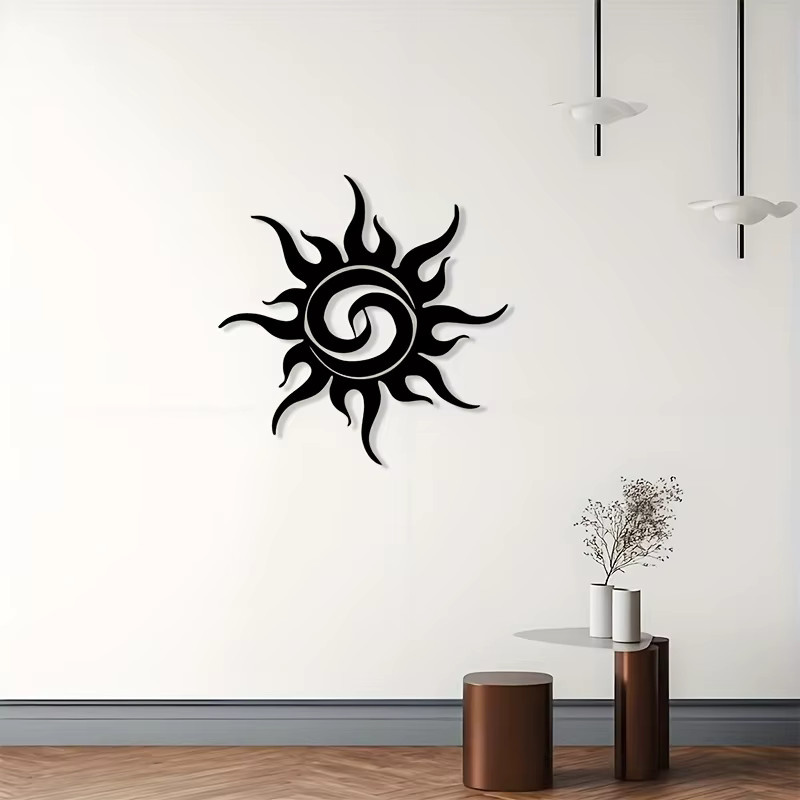 Solstice Wandskulptur aus Metall in Schwarz, abstrakte Boho-Sonnen-Dekoration für Innen und Außen - Bild 2