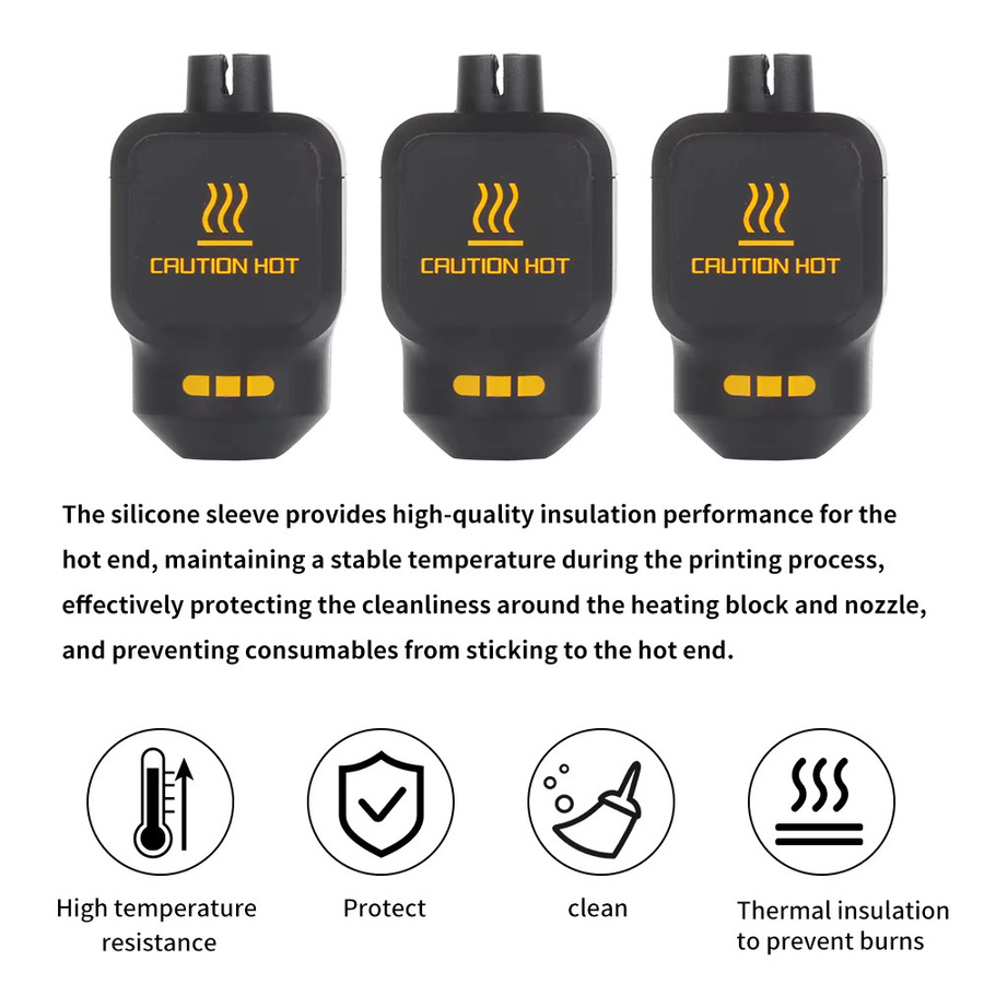 XCR3D Silikon-Socken-Abdeckung und Hotend-Heizblock-Kit für Bambu Lab P1S mit Düsen in 0,2 mm, 0,4 mm, 0,6 mm und 0,8 mm in Schwarz - Bild 3