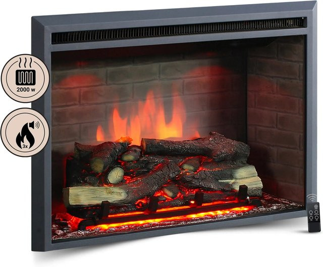 BALDERIA CA-30 Elektrokamin Einbaukamin mit 3D-Flammeneffekt in Schwarz - Bild 1