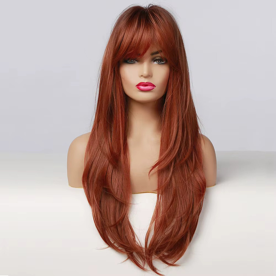 HAIRCUBE Perücke, rotbraun, lang, gerade, mit Pony, Damen - Bild 2
