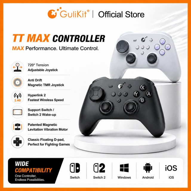GuliKit TT MAX Wireless Game Controller in Blau mit verstellbaren TMR-Anti-Drift-Joysticks für Nintendo Switch, PC, Android und iOS - Bild 1