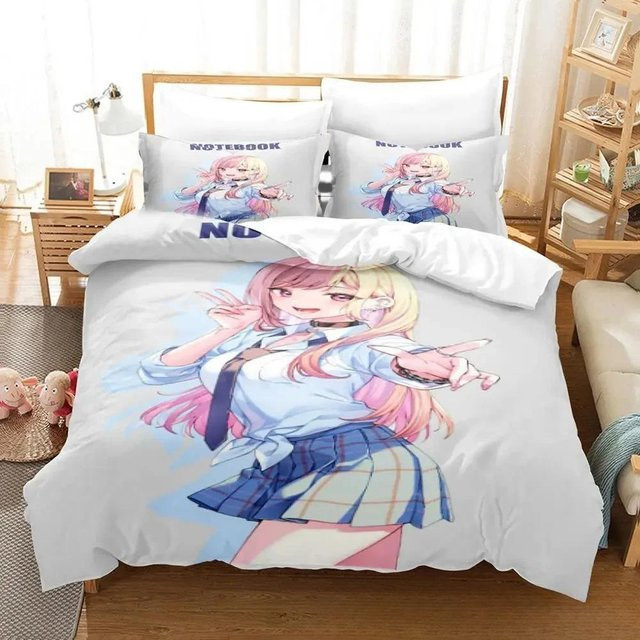 Anime My Dress-Up Darling Bettwäsche-Set mit Reißverschluss, Bettdeckenbezug-Set für Erwachsene und Kinder, B/H: 135 x 200 cm - Bild 1