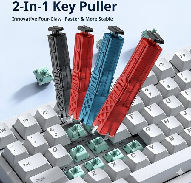2-in-1 Tastenkappen-Abzieher Universelles Tastenkappen-Entfernungswerkzeug für mechanische Tastaturen in Blau - Bild 1