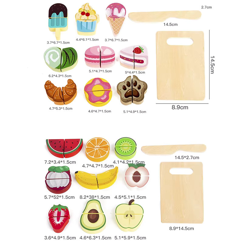 Lee's Sharing Küchenspielzeug Holz, Obst Gemüse Lebensmittel Set - Bild 2