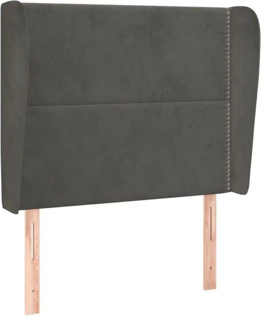 vidaXL Kopfteil mit Ohren aus Samt in Dunkelgrau, B/T/H: 103 x 23 x 128 cm - Bild 1