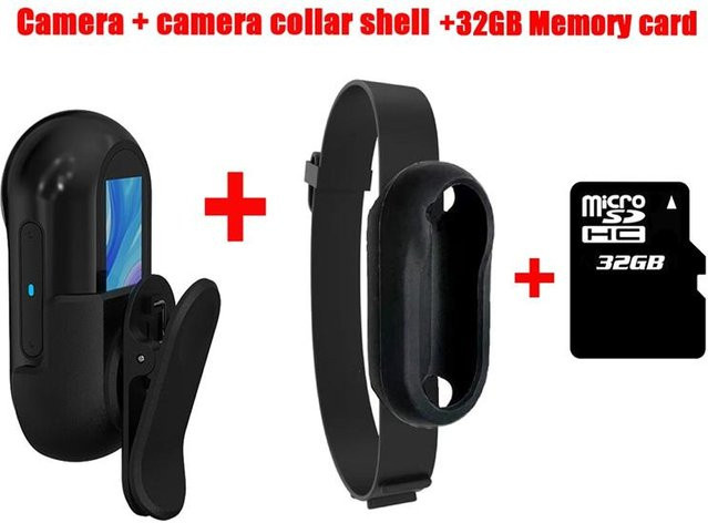 Meiteai-All HD 1080P Haustierhalsband-Kamera mit 32GB TF Card, kabellose Mini-Sportkamera für Hunde und Katzen in Schwarz - Bild 1