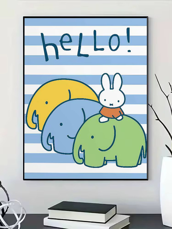 Miffy Wandkunst Poster mit gestreiftem Design in Multicolour, rahmenlose Illustration für Wohnzimmer, Schlafzimmer oder Büro - Bild 2