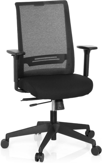 hjh OFFICE Profi Bürostuhl CONISTON in Schwarz mit Armlehnen, Stoff und Netzstoff sowie Sitztiefenverstellung - Bild 1