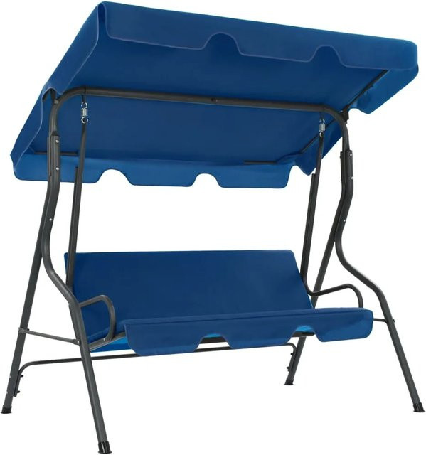 vidaXL Hollywoodschaukel Dunkelblau mit Sonnendach aus Polyestergewebe und pulverbeschichtetem Stahlrahmen, B/T/H: 170 x 110 x 153 cm - Bild 1