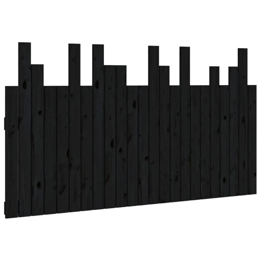 vidaXL Wand-Kopfteil aus Massivholz Kiefer in Schwarz mit rustikaler Optik, B/H/T: 146,5 x 80 x 3 cm - Bild 2