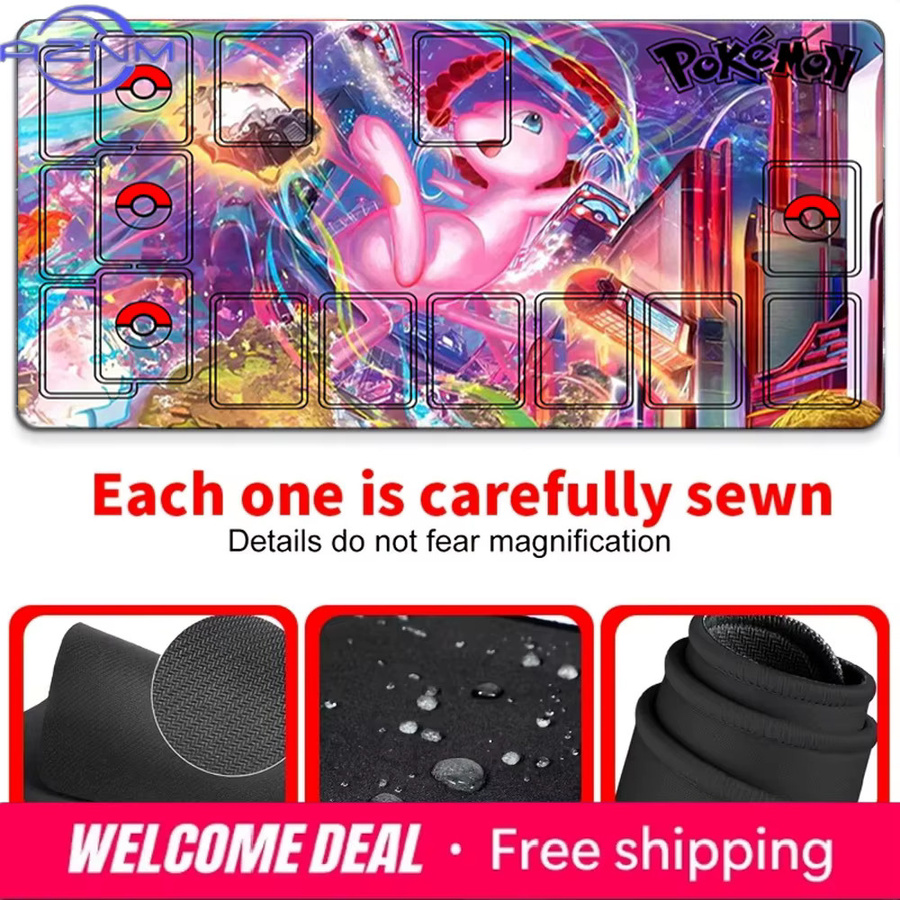 Potdemiel Pokemon TCG Spielmatte Mew Fantasy Colorful, rutschfeste Gaming-Mausunterlage für deinen Schreibtisch, Multicolour - Bild 4