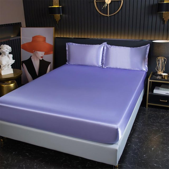 HomeHarmony Spannbettlaken Set aus Eisseide in Lavendel mit 2 Kissenbezügen, kühlend und hautfreundlich - Bild 1