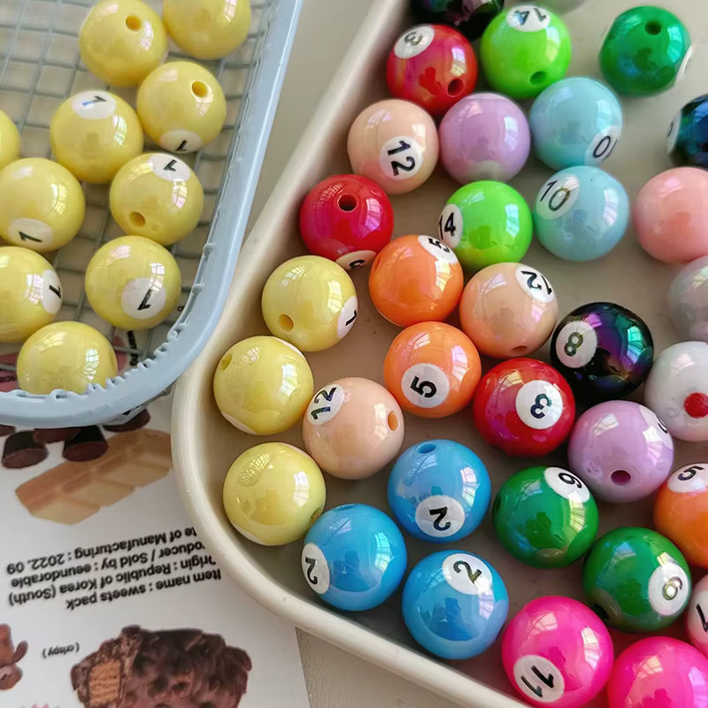 Spacer Perlen Acryl, rund, 16 mm, Billard Ball - Bild 3