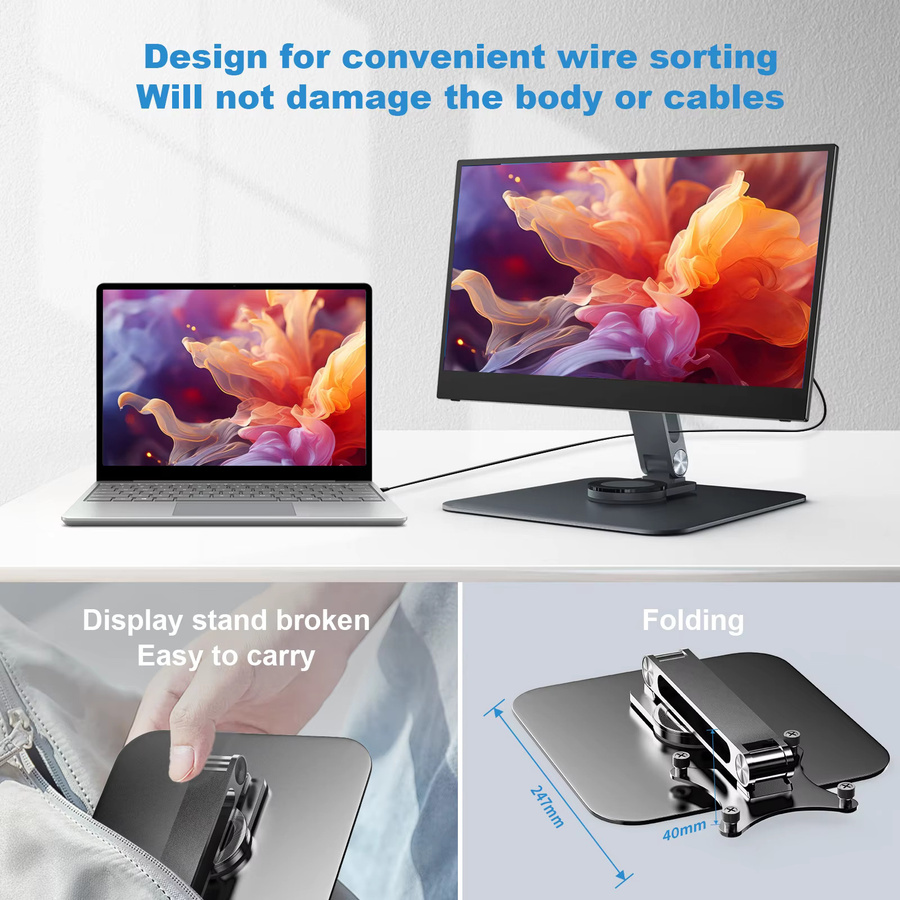 Verstellbarer Monitorständer aus Aluminiumlegierung in Schwarz mit 360-Grad-Drehung, VESA 75 x 75 mm und M4-Schraubensockel, belastbar bis 5 kg - Bild 3