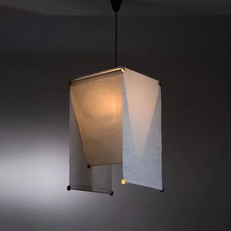 HomeLover Wabi Sabi Stoff-Kronleuchter in Weiß mit geometrischem Retro-Design für Wohnzimmer und Esszimmer - Bild 3