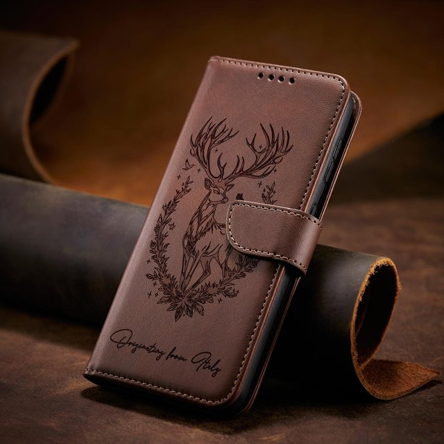 Xiaomi Handyhülle aus Leder mit 3D Tier Design als Brieftasche für Redmi Note 14 13 12 11 10 9 Pro 5G 14C 13C 12C 10C 12S 11S 10S 10A 9A in Braun - Bild 1