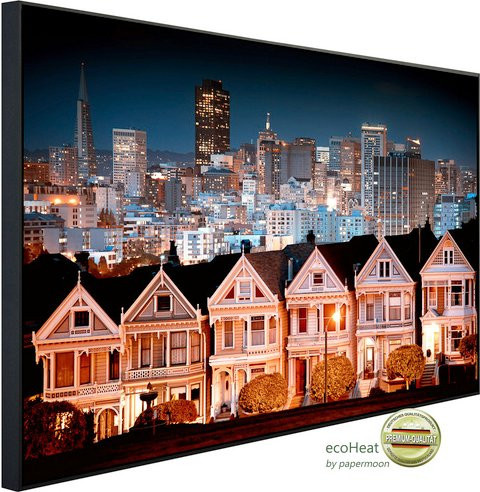 papermoon Infrarotheizung EcoHeat Stadtlandschaft in San Francisco mit Matt-Effekt in Bunt, App-Steuerung und Überhitzungsschutz, B/H/T: 120 x 60 x 60 cm - Bild 1