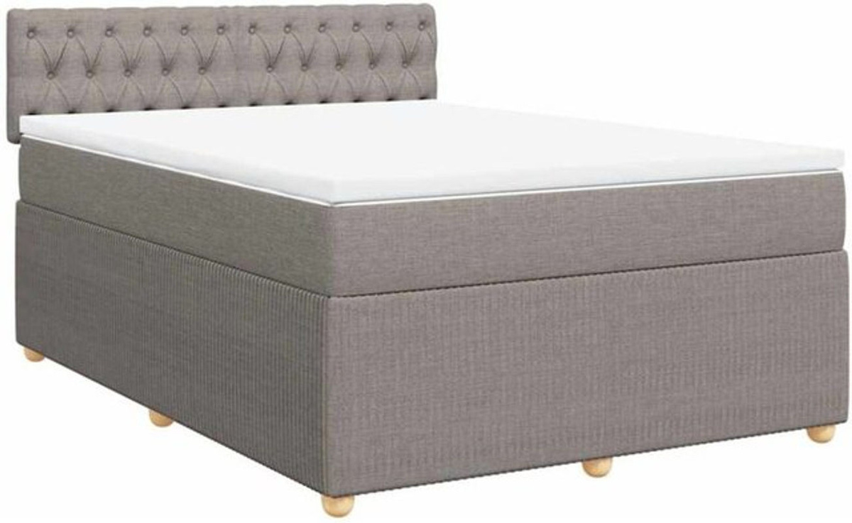 vidaxl Boxspringbett mit Matratze in Taupe meliert aus Stoff, B/T/H: 140 x 200 x 100,5 cm - Bild 1