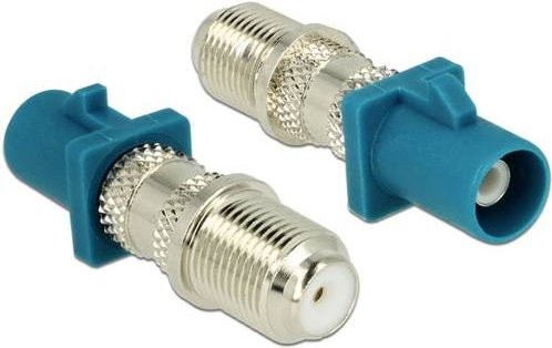 Delock SAT Adapter mit 1x F-Buchse und 1x Fakra-Buchse in Silber und Blau - Bild 1