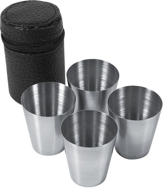 TOMTOP JMS Tragbares Edelstahl Becher-Set für Tee, Kaffee und Bier in Silber, 4 Stück, 30 ml - Bild 1