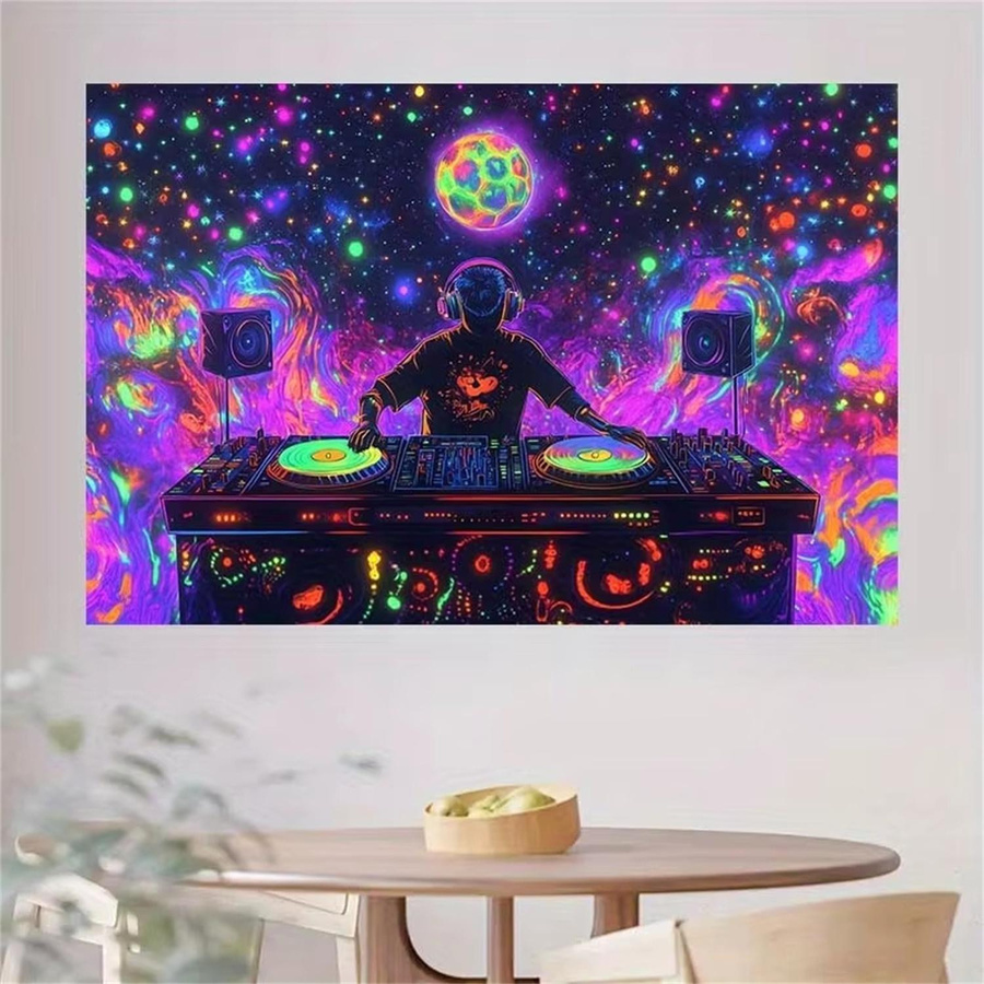UV-reaktiver Wandbehang DJ im Universum von JMG Household Supplies, bunt, Breite: 40 cm, Höhe: 60 cm - Bild 2