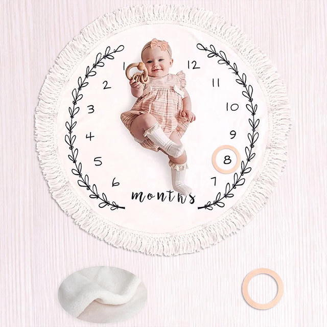 Ylsteed Baby-Meilenstein-Decke aus Fleece für den Monat-Kalender und Fotografie, Weiß - Bild 1