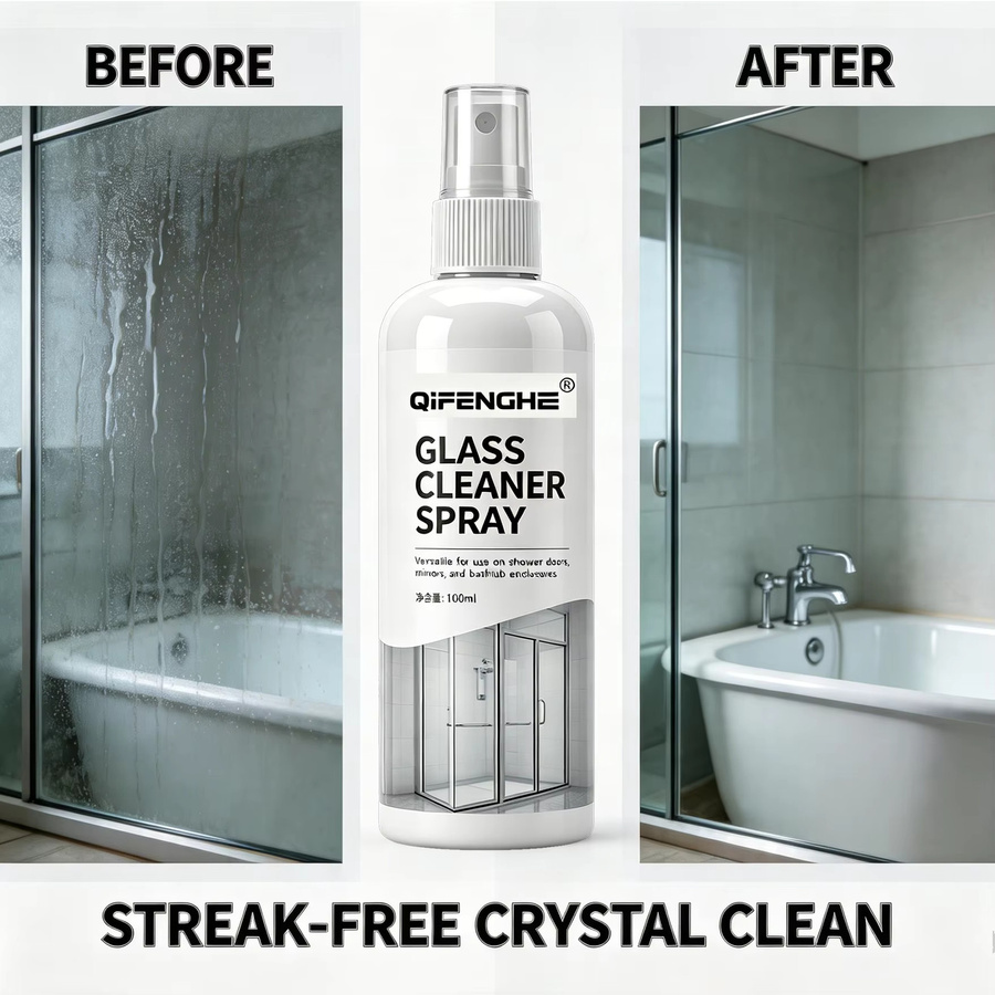 QIFENGHE Glasreiniger-Spray White, 100 ml, multifunktionaler Reiniger gegen Kalkablagerungen und Hartwasserflecken für klare Glasflächen - Bild 2