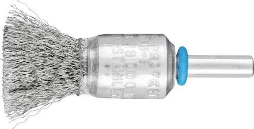 PFERD TOOLS Pinselbürste PBU 1516/6 ungezopft mit Edelstahl-Draht Ø 0,15 mm, Durchmesser 15 mm, Schaft-Ø 6 mm, Silber/Blau, 10 Stück - Bild 1