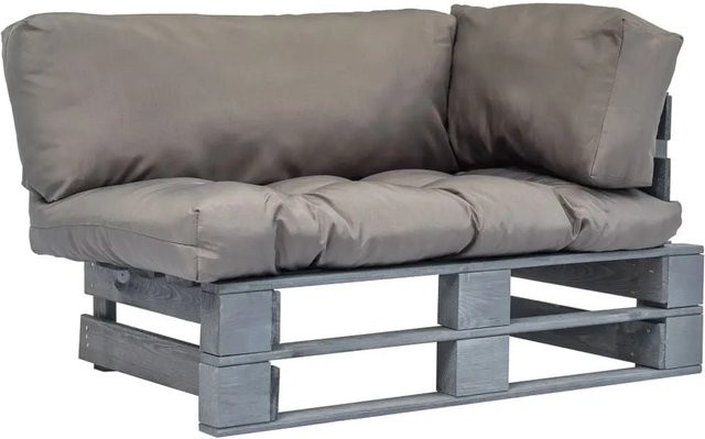 vidaXL Outdoor-Sofa aus Kiefernholz mit grauen Polsterkissen für Garten und Terrasse - Bild 1