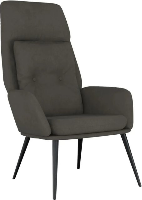 vidaXL Relaxsessel Dunkelgrau in Wildleder-Optik mit Armlehnen und Metallrahmen - Bild 1