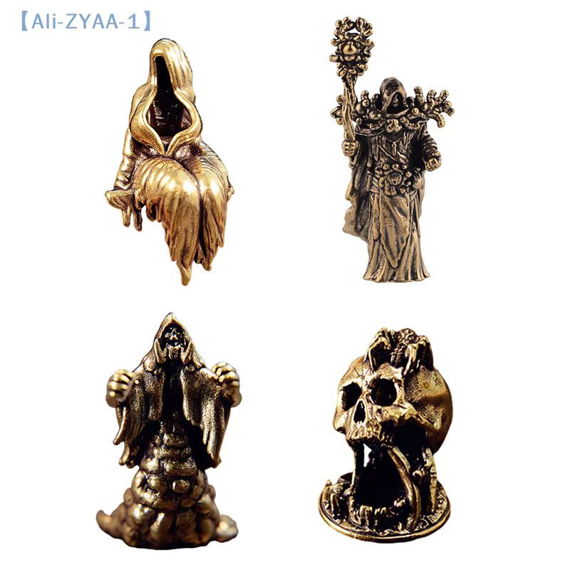 JETTING Vintage Geistergöttin Statue aus Kupfer als Skelett Magier Figur für Halloween Deko und Tabletop Ornament - Bild 3