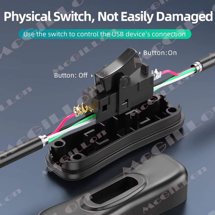 MCGILLON USB 3.0 Verlängerungskabel mit EIN/AUS-Schalter, Schwarz, USB-A auf USB-A - Bild 2