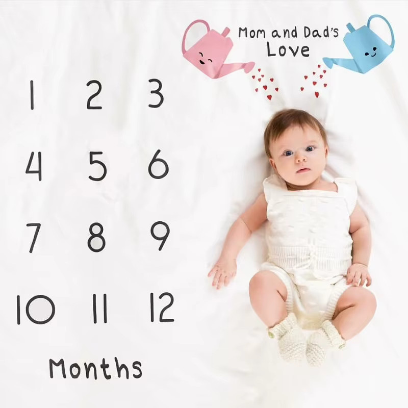 VIKAMA Baby Growth Record Fotografie-Hintergrunddecke für Neugeborene, Farbe: Weiß - Bild 1